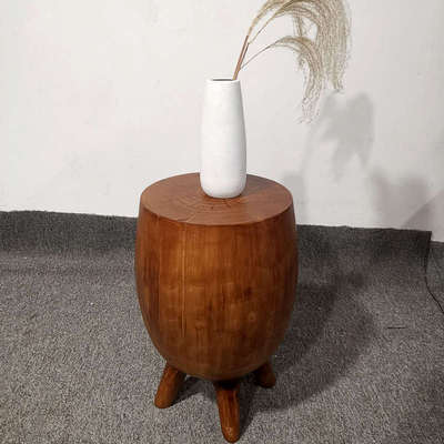 侘寂风实木墩子北欧圆形原木凳子树桩复古简约根雕松木矮凳花架