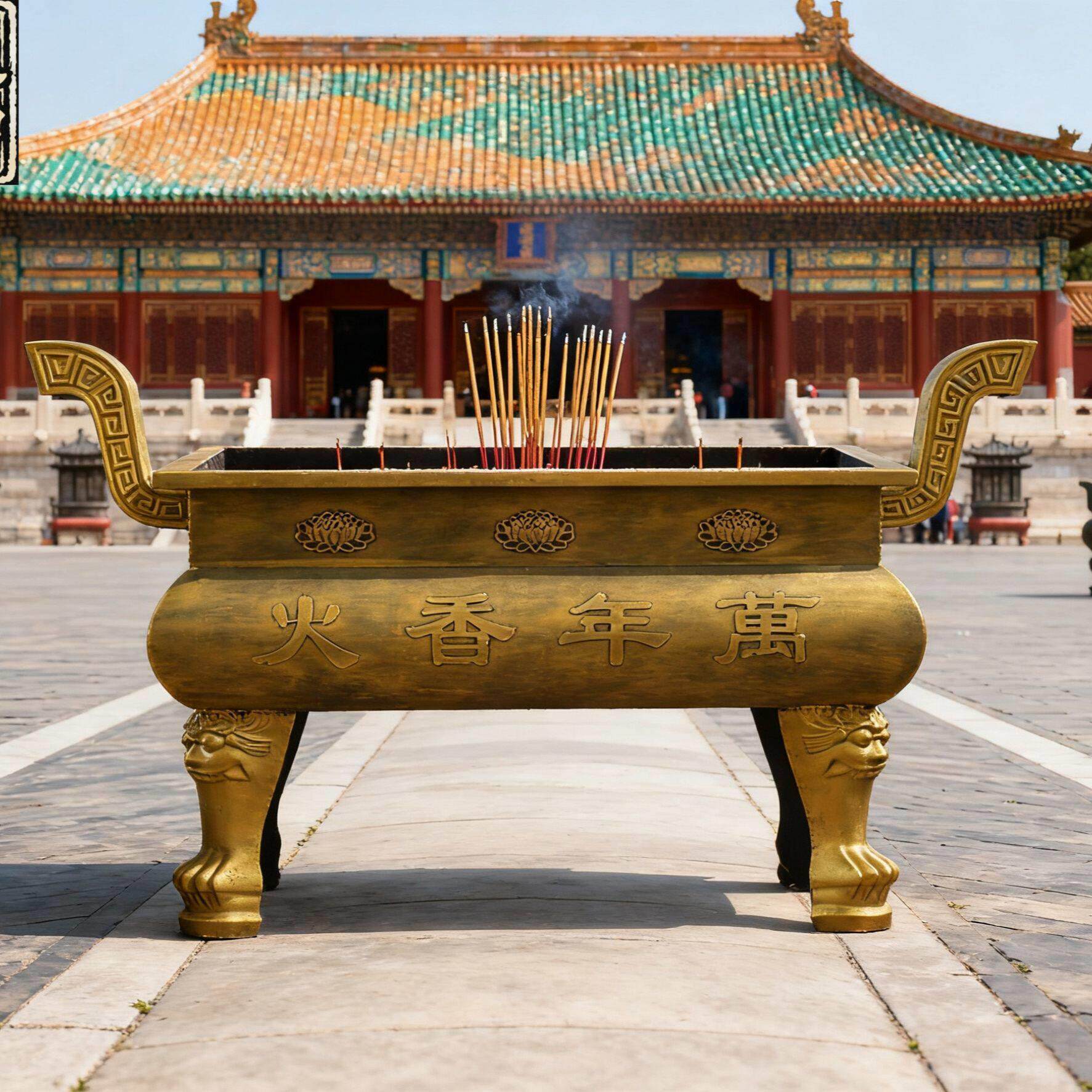 碳钢香炉双龙大型彷古铸铁香炉寺庙长方形大号祠堂平口定制插香炉