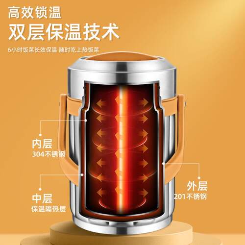 茂盛年华304钢保温饭盒上班族带饭学生多层饭桶外带大容量汤壶男