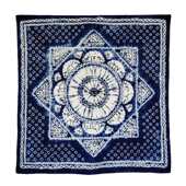 布茗堂 90CM民族风工艺礼品 扎染方桌布传统手工扎染植物蓝染90