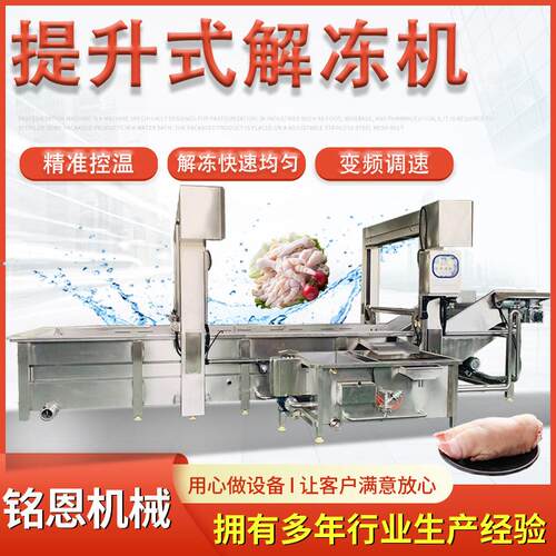 铭恩全自动解冻机 冻盘黄鱼快速化冻设备 整鸡解冻清洗流水线设备