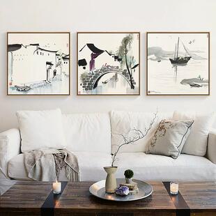 吴冠中装饰画 画新中式客厅沙发背景墙挂画 画中国风写意江南水乡