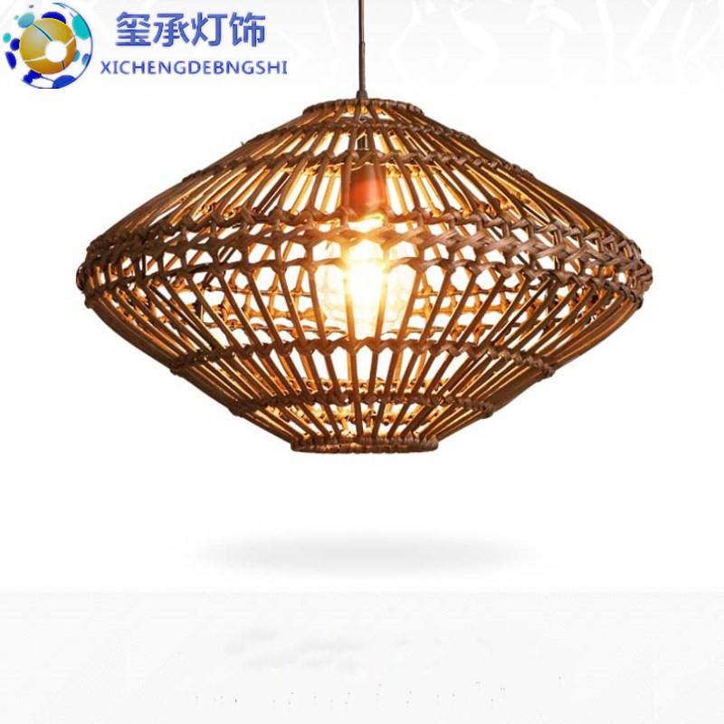 中式竹编餐厅茶室吊灯复古手工工艺藤编鸟笼咖啡奶茶店吧台客厅灯