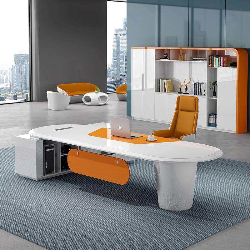 烤漆老板桌简约现代创意办公桌高档时尚大班台主管桌经理桌总裁桌