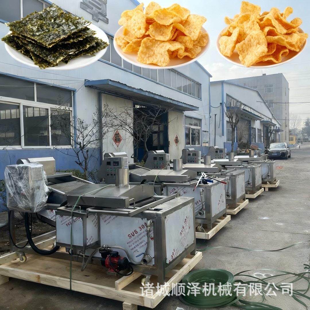 小型电加热油炸机海苔油炸线连续式膨化食品油炸设备