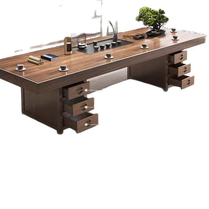 现代大板2025泡茶奢台轻组合实木办公室椅高端茶桌新新款家用中式