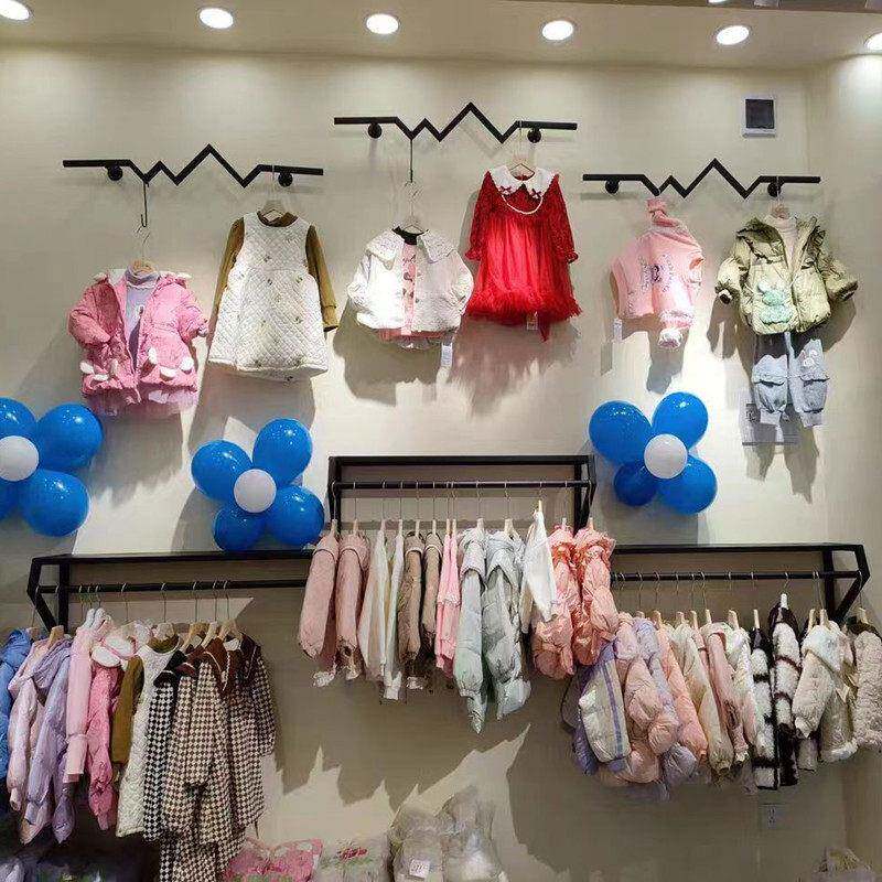 简约服装店展示架上墙壁挂式衣架男女童装货架正侧挂墙上挂衣架子