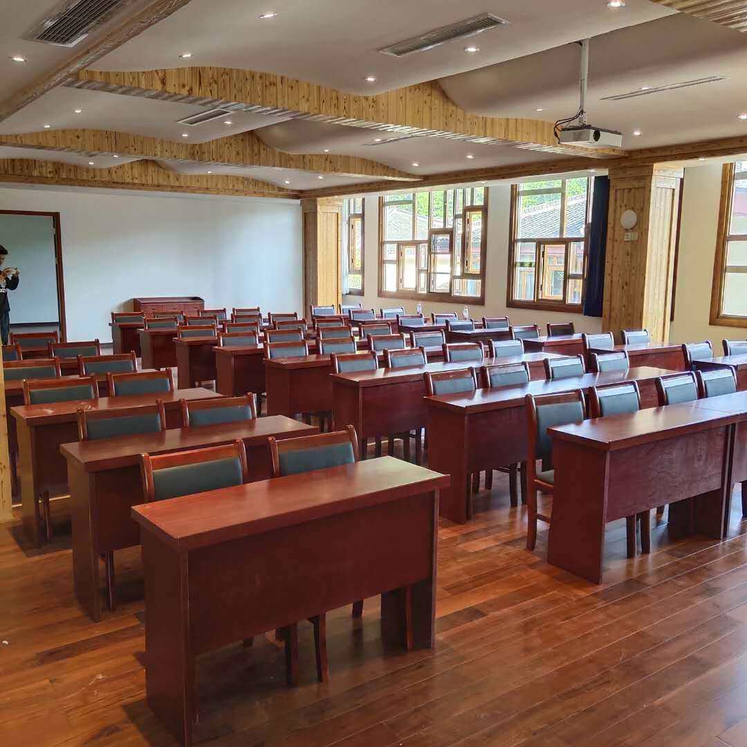 现代简约双人三人培训会议条形桌密度板贴木皮办公桌培训桌培训桌