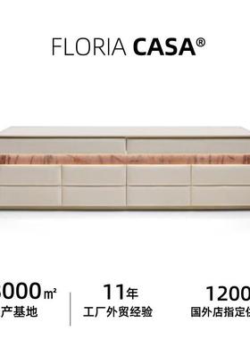 出口意大利餐边柜现代轻奢马鞍皮玄关柜靠墙储物柜sideboards