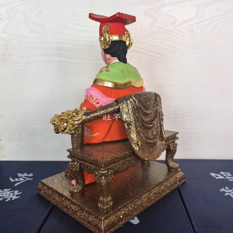 桧木精雕彩绘描金脱椅湄洲岛林默娘天妃妈祖供奉神像摆件装饰品