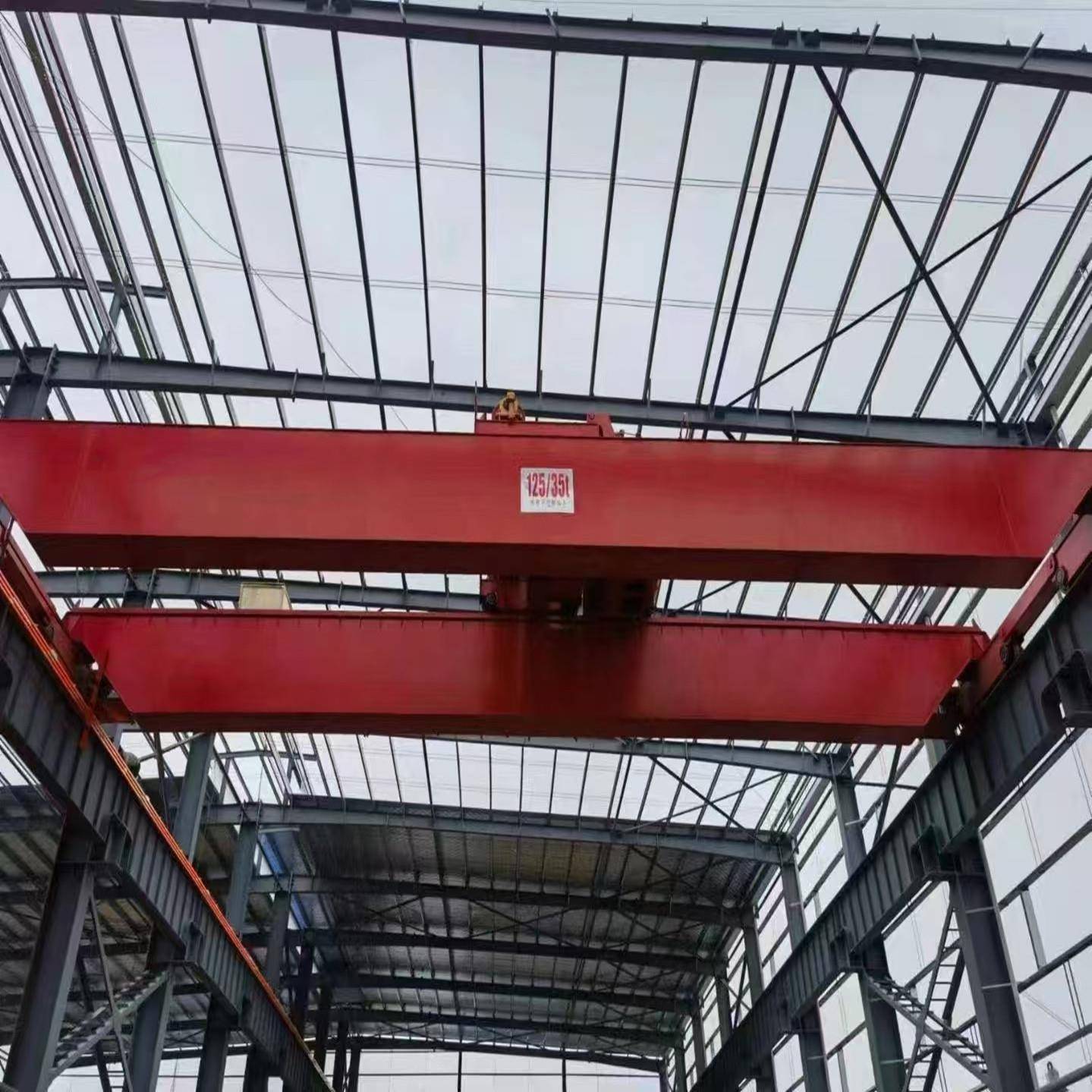 车间125/5T双钩吊装双梁起重机桥式双轨吊行车全车变频双速