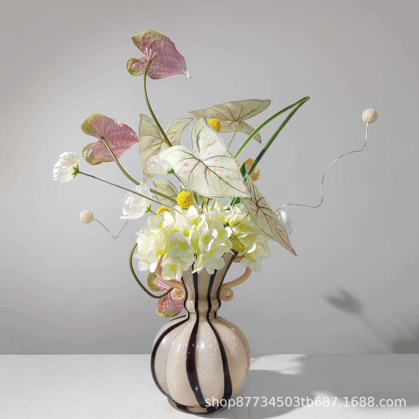 轻奢仿真花艺摆件假花现代售楼部洽谈桌样板间酒店床头柜简约摆花