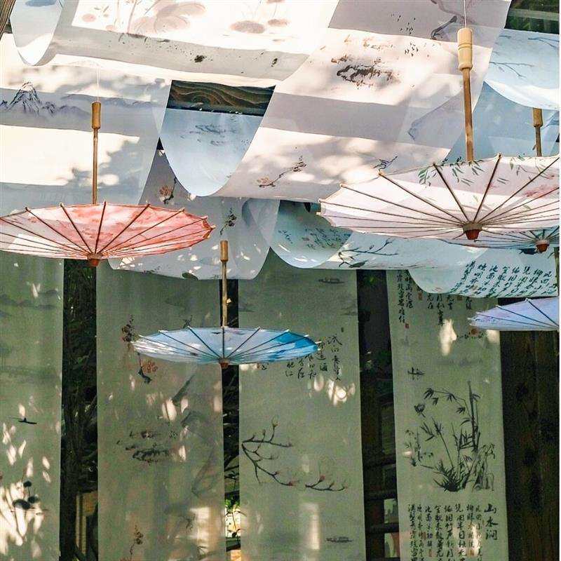 国风纱幔挂布国风书法纱幔古风装饰场景布置挂画吊顶氛围装饰顶部