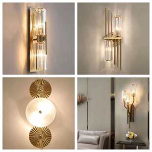 客厅轻奢壁灯水晶电视背景墙灯现代简约免接线大气装饰充电壁灯具