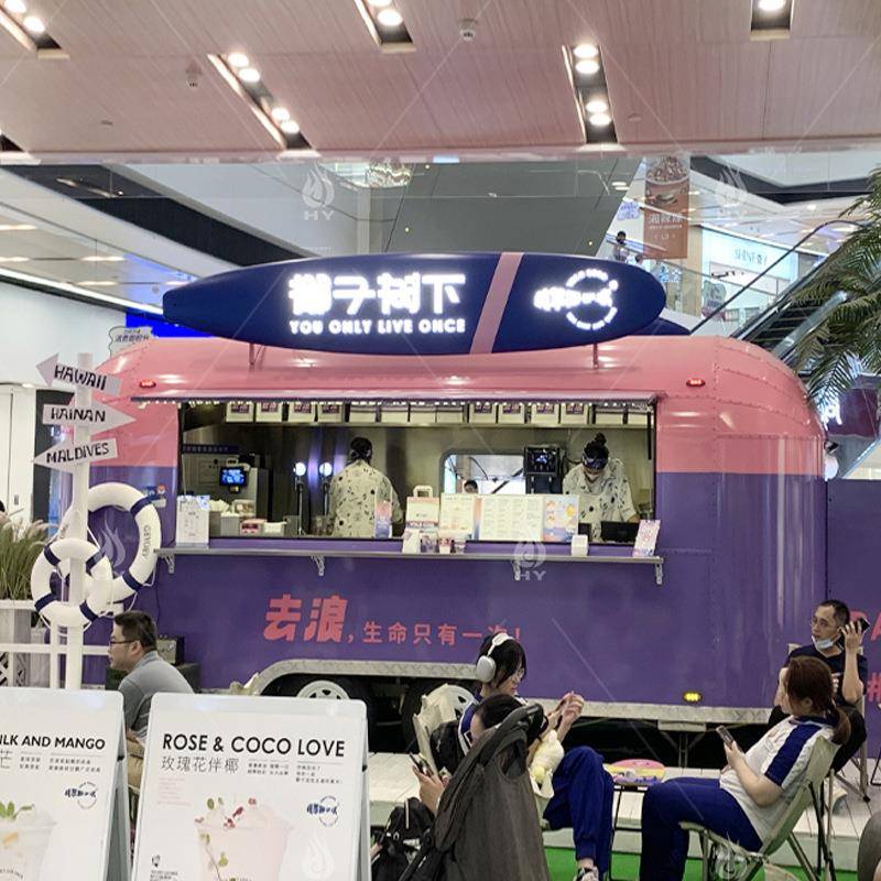 不锈钢镜面网红小吃摆摊夜市商用冷饮车流动奶茶地摊车移动烧烤车