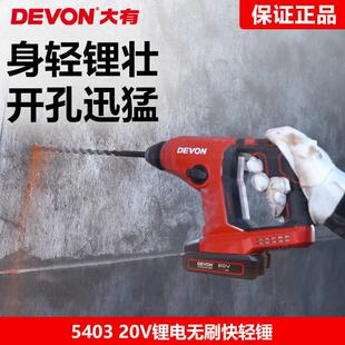大有20V锂电轻型无刷电锤工业级充电冲击钻无线电动工具5403电镐