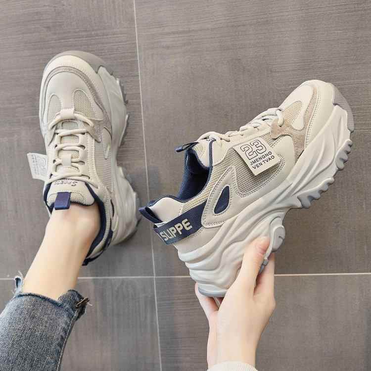 爆款老爹鞋女款高级感2025春夏季新款厚底增高软底网面休闲运动鞋