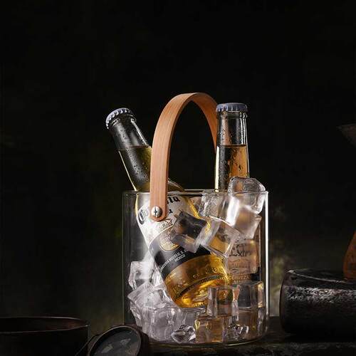 德式高颜值冰桶家用高硼硅玻璃冰块桶酒店商用户外耐高温耐热酒桶