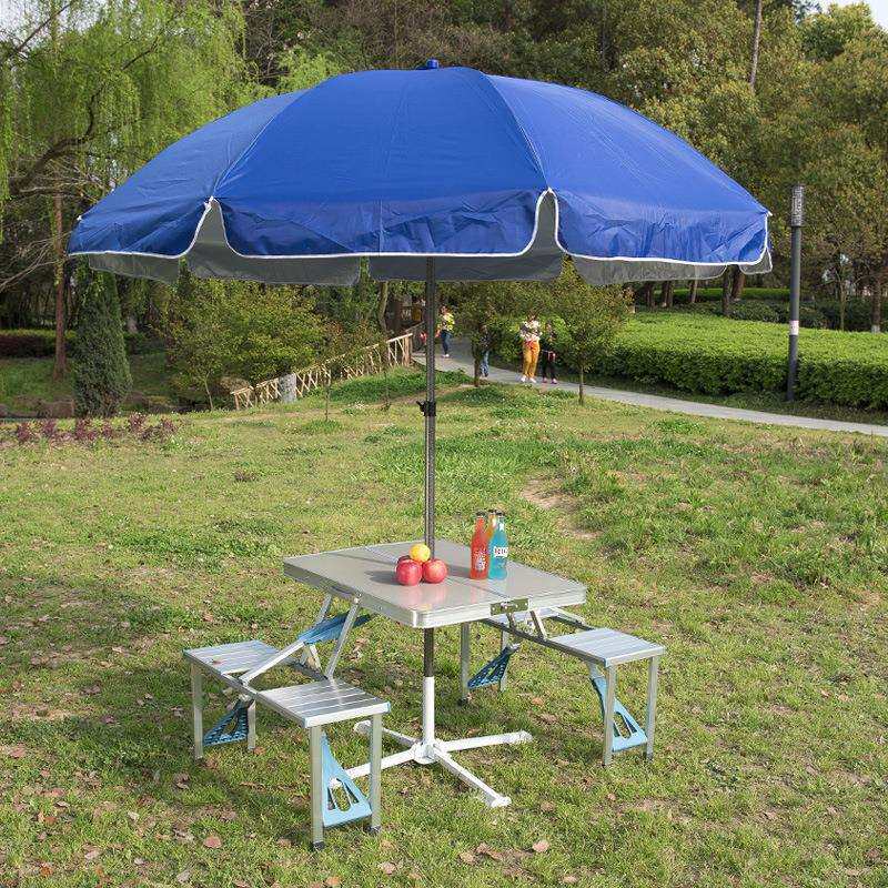 户外太阳伞遮阳伞多功能摆摊伞铝合金组合式桌椅插伞折叠桌伞套装