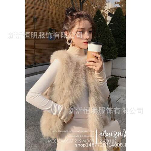Imitation fox fur vest, short fur vest, thick plush coat,