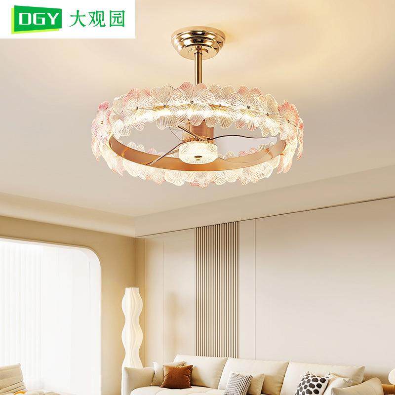 客厅风扇灯轻奢大气水晶灯风大静音客厅主灯现代简约护眼灯具665L