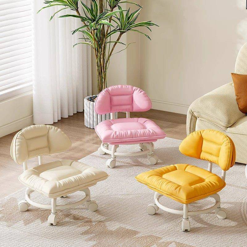 万向轮旋转小凳子家用矮凳滑轮移动小椅子靠背溜溜椅小板凳带轮子