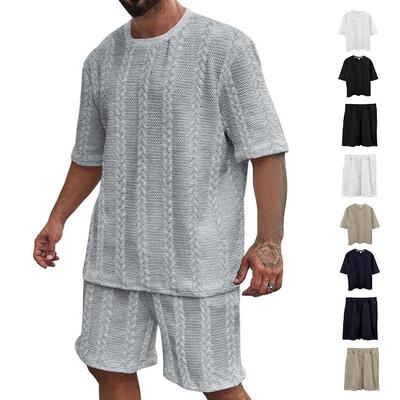 Two-piece Set Men’s Casual Summer Outfit Textured