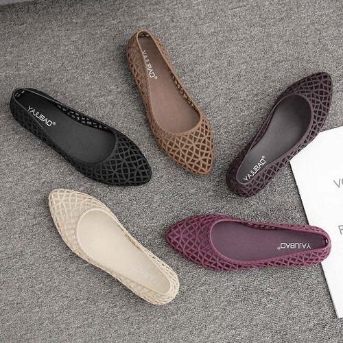 透气女式雨靴26夏包头果冻鞋切割浅口平底鞋防滑木屐沙滩凉0331r1