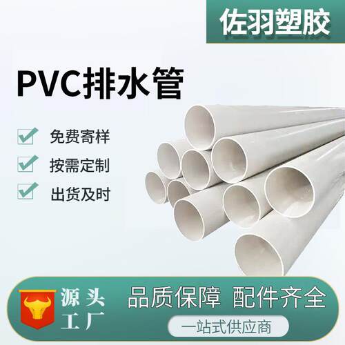 PVC排水管雨水排放管大口径污水雨水管工程地埋排污塑料管道
