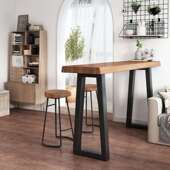 实木吧台桌家窄见详情用墙阳台靠长条桌子用酒吧台商高脚桌桌椅组