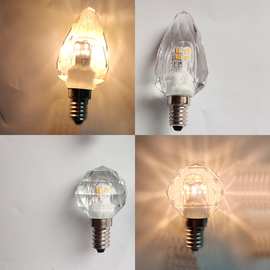钻石K9水晶灯泡透明菱角装饰泡E14螺口蜡烛灯LED室内家用照明球泡