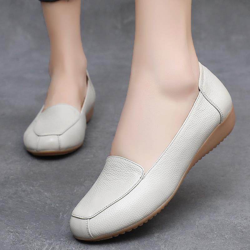 正品春秋皮妈鞋舒适中妈防滑女式单鞋女软底豆豆鞋红色老真年平底,女鞋,浅口单鞋,淘宝优惠券,粉丝福利购,淘宝优惠卷