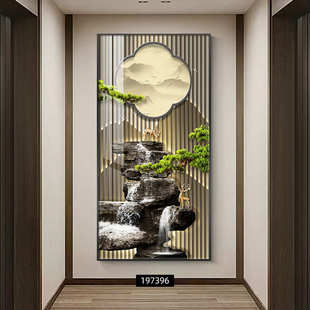 现代轻奢玄关装 饰画入户门正对墙画高档大气客厅过道走廊尽头挂画