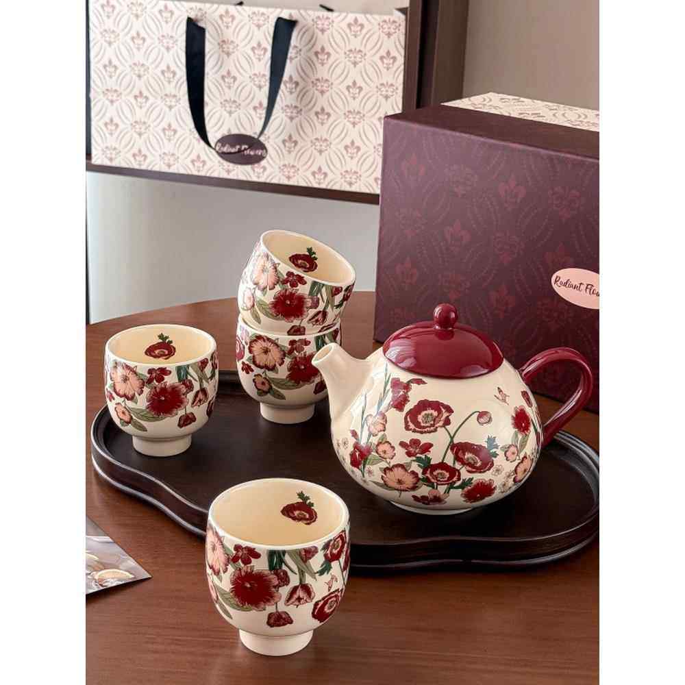 红丝绒中古风茶壶杯子套装礼盒乔迁花茶具送新人结婚礼物2025新款,餐饮具,水具套装,淘宝优惠券,粉丝福利购,淘宝优惠卷