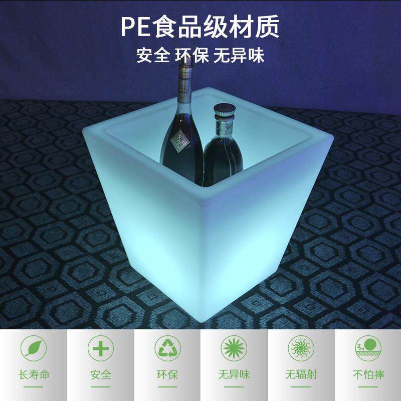 酷擎LED方口花盆厂家直供高档LED发光户内外家具塑胶植物