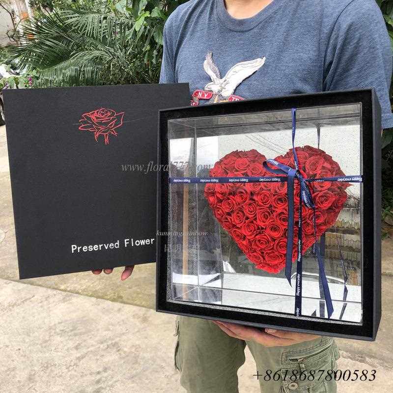 新款直销网红亚克力花盒镜面高透永生花亚克力礼盒七夕女神节情人