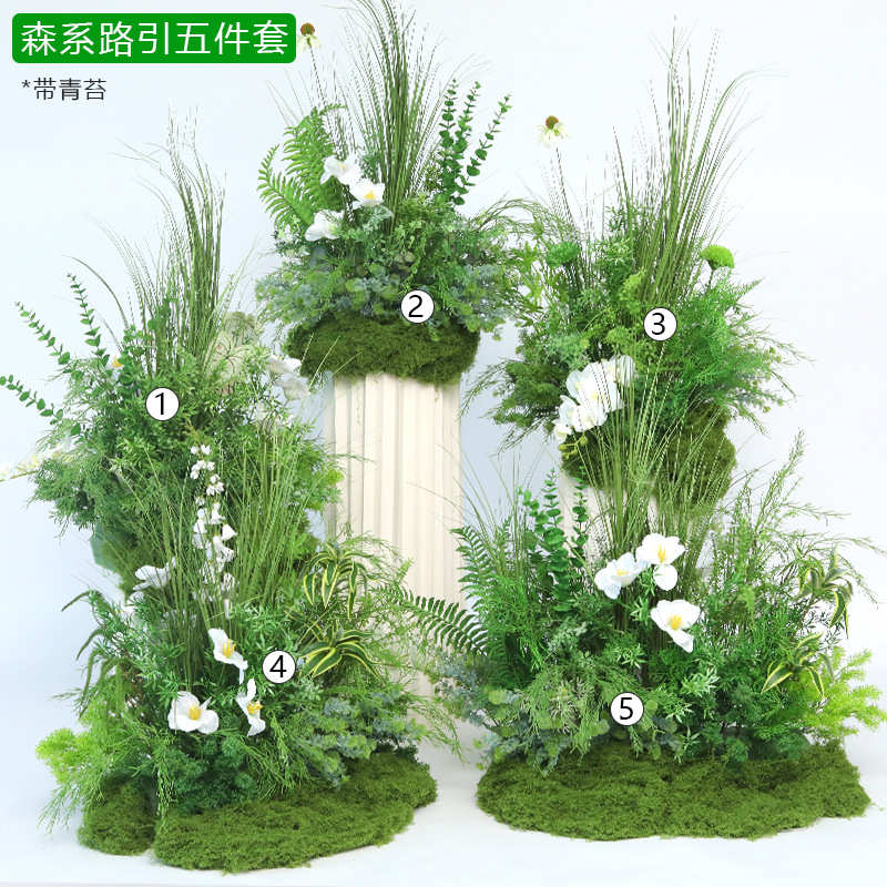 排假婚庆排假绿橱窗花艺仿真花系花植陈森仿真婚庆排花地美地花花