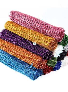 100pcs Glitter Chenille Stems Pipe Cleaners Plush Tinsel Ste