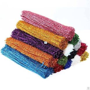 100pcs Glitter Chenille Stems Pipe Cleaners Plush Tinsel Ste