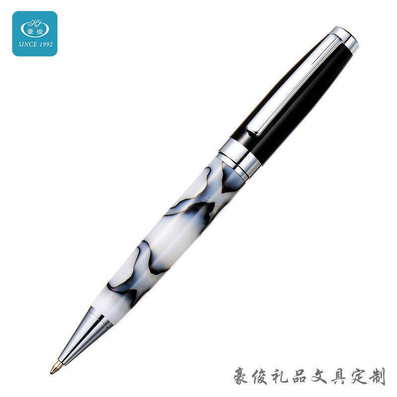 实力厂家定制金属圆珠笔亚克力花纹 扭动中油广告酒店广告笔