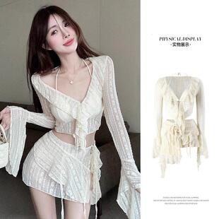 比基尼泳衣女2025新款 仙分体四件套气质性感纯欲风小胸聚拢泳装