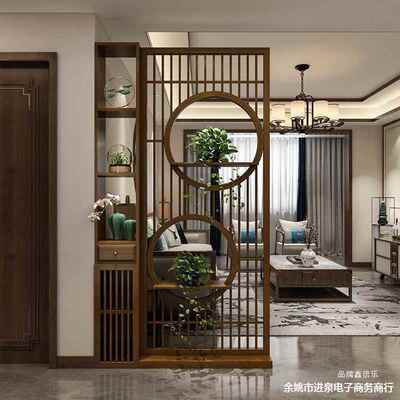 新式实木屏风栅玄柜关客厅家用正格对大中门入DVG户进门遮挡玄关