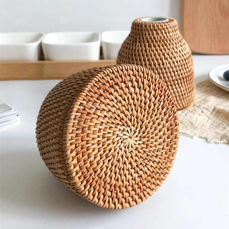 【热销】藤编手工编织陶瓷花瓶日式禅意插花装饰器皿,家居饰品,花瓶,淘宝优惠券,粉丝福利购,淘宝优惠卷