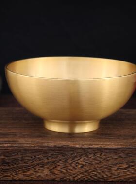 黄铜金碗光面拉丝碗聚宝盆中式供水碗铜碗佛堂摆件春节礼品