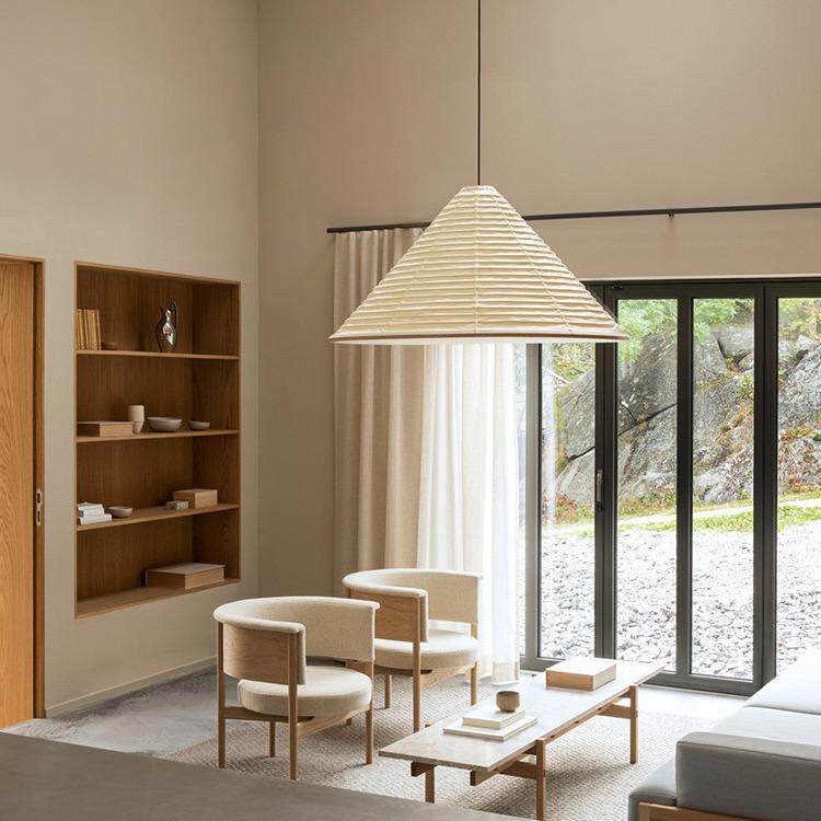日式侘寂风设计师圆锥宣纸吊灯创意客厅茶室民宿圆锥形氛围吊灯