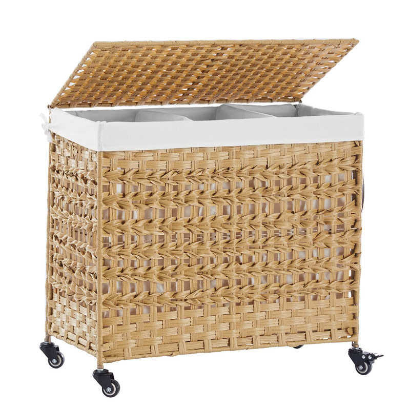 藤编洗衣篮手工编织可折叠洗衣储物箱带布衬移动滑轮大容量脏衣篓,收纳整理,脏衣篮,淘宝优惠券,粉丝福利购,淘宝优惠卷