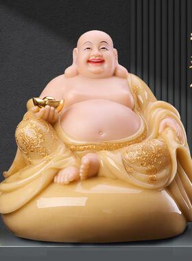 秦歌汉白玉弥勒佛像家用供奉大肚笑佛摆件弥勒佛菩萨店铺开业礼品