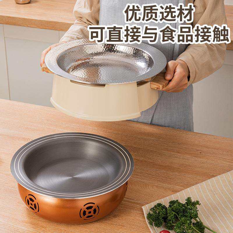 中式不锈钢酒精炉小火锅家用硬质干锅锅暖汤炉固体牛蛙炉酒精锅仔