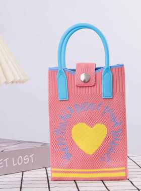 2024可爱卡通针织手机包女韩版百搭单肩斜跨包出游零钱包 手提包