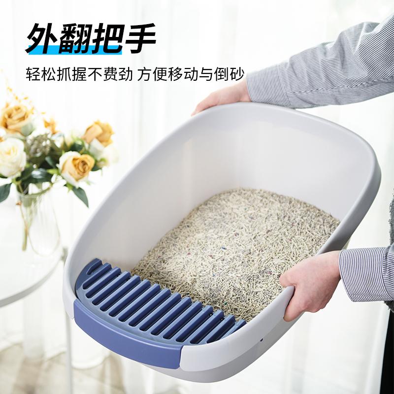 猫砂盆全开放式猫厕所半封闭防外溅屎盆猫咪用品特大沙盆子超大号